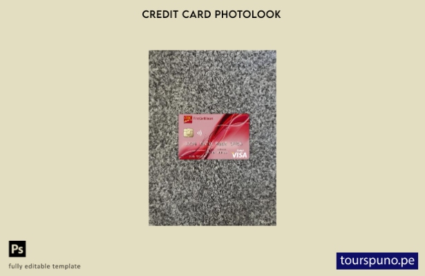 listo para imprimir Plantilla frontal de aspecto fotográfico de tarjeta visa  25